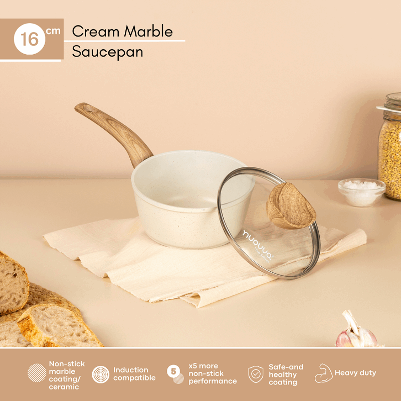 Non-Stick Saucepan with Lid (Multiple Sizes & Multiple Colours) by Nuovva