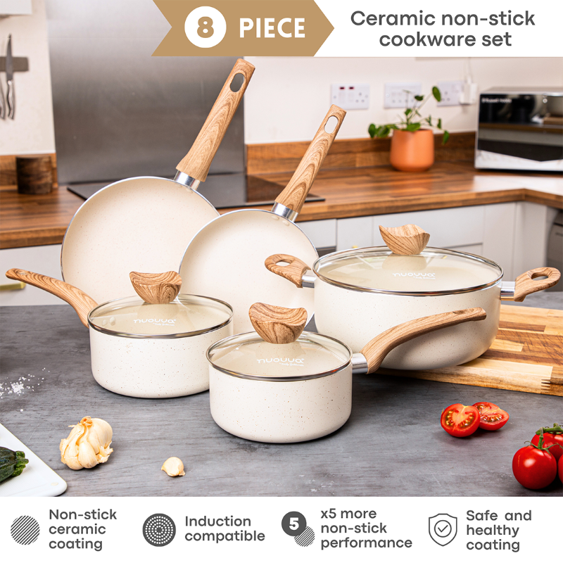 Cream Kitchen Cookware Set of 35, 15, 8, 5pcs with Lids (Multiple Set Sizes)