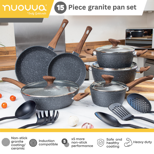 Granite Kitchen Cookware Set of 35, 15, 8, 5pcs with Lids (Multiple Set Sizes)