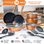 Cream Kitchen Cookware Set with Lids - 15-Pieces