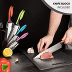 Sharp Kitchen Knife Set With Acrylic Block, 6 piece (Multiple Colours), by Nuovva