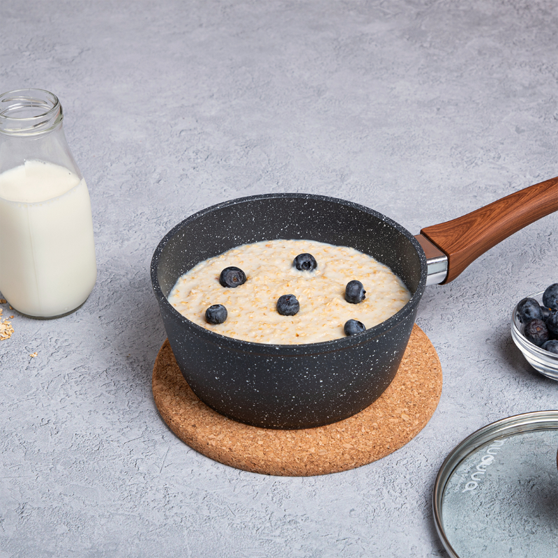 Marble Granite Non-Stick Saucepan with Lid (Multiple Set Sizes) by Nuovva