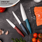 Dull Multicolour Kitchen Knife Set, Stainless Steel Non-Stick Blades - 3 pieces, by Nuovva