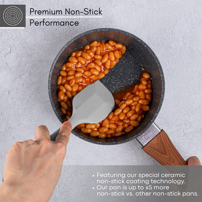 Marble Granite Non-Stick Saucepan Set with Lids (2 pieces / 3 pieces) by Nuovva
