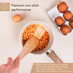 Cream Granite Non-Stick Saucepan Set with Lids - 3pcs (20cm, 18cm, 16cm) by Nuovva