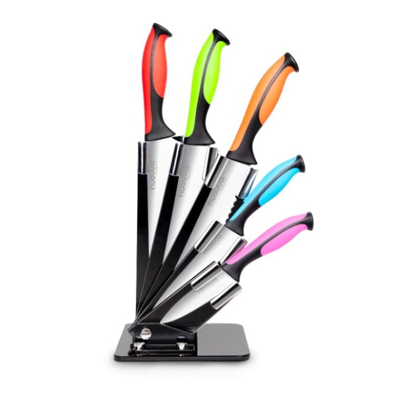 Sharp Kitchen Knife Set With Acrylic Block, 6 piece (Multiple Colours), by Nuovva