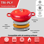 Shallow Cast Iron Dutch Oven Casserole Pot - 3.9L - 30cm (Multiple Colours) by Nuovva