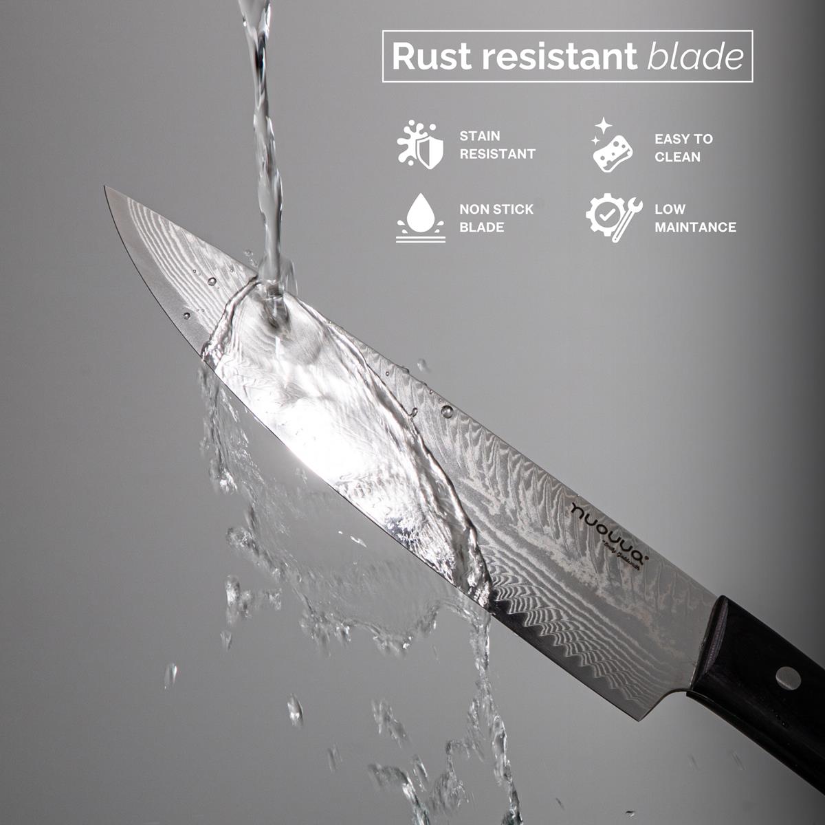 Japanese Steel Damascus Style Kitchen Knives with Pakkawood Handles - Multiple Variants, by Nuovva