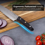 Japanese Steel Damascus Style Kitchen Knives with Pakkawood Handles - Multiple Variants, by Nuovva