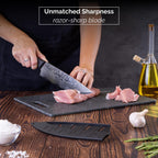 Japanese Steel Damascus Style Kitchen Knives with Pakkawood Handles - Multiple Variants, by Nuovva