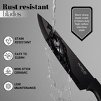 17pcs Black Kitchen Utensil & Knife Set with Block & Chopping Board, By Nuovva