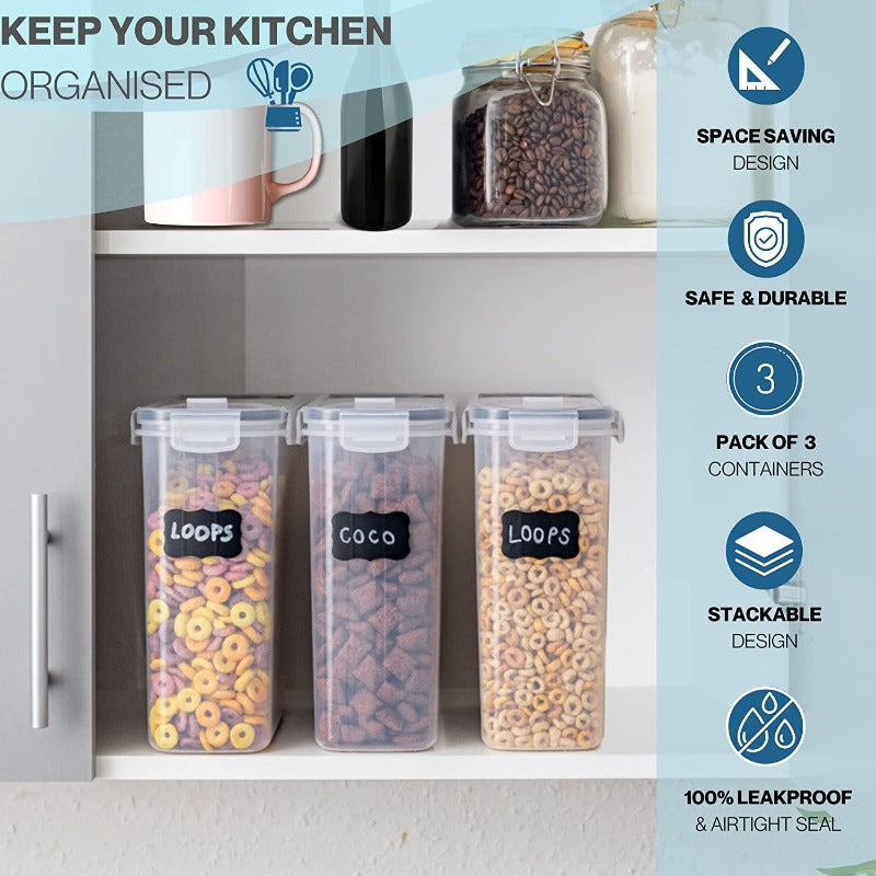 Cereal Storage Containers For Pantries Airtight BPA-Free 4L - 2pcs, by Nuovva