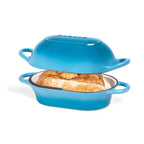 Light Blue Enamelled Cast Iron Bread Loaf Pan, Oven Safe Non-Stick Dutch Oven - 22x14cm, by Nuovva