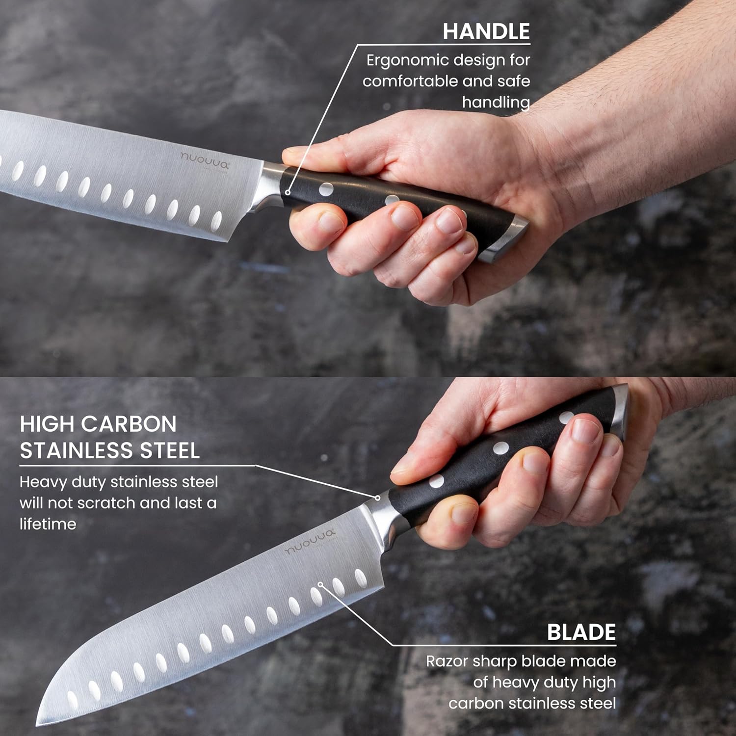 Professional Santoku Knife - 7 Inch, by Nuovva