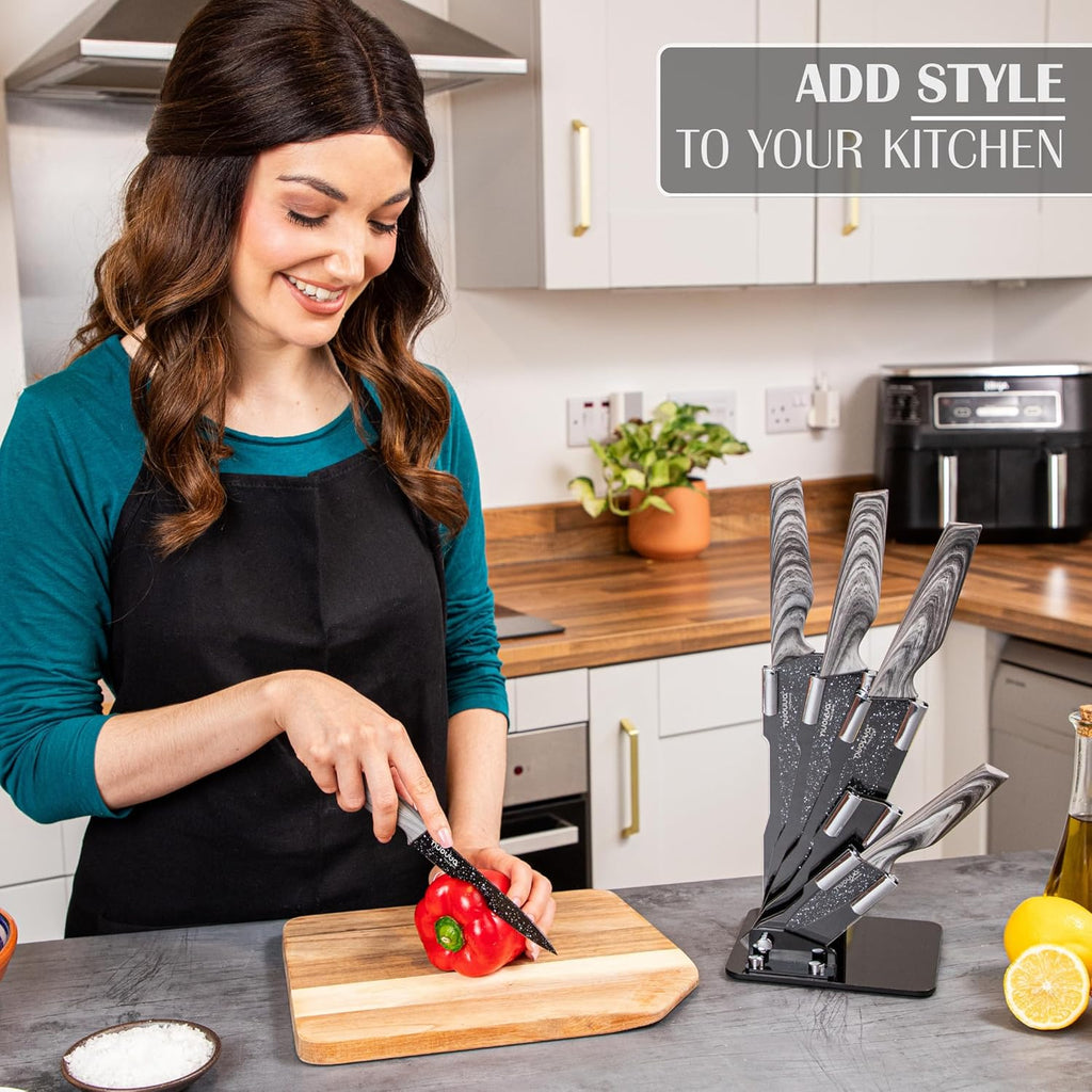 Granite Kitchen Knife Block Set - 5pcs, 17pcs