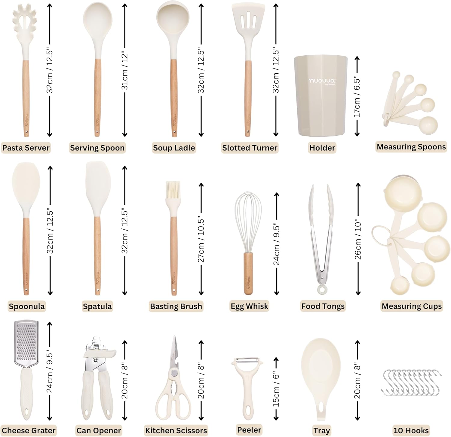 35pcs Kitchen Cooking Utensils Set - Multiple Colours