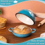 Light Blue Enamelled Cast Iron Dutch Oven Bread Pot - 5.6 Lite - 26cm, by Nuovva