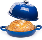 Dark Blue Enamelled Cast Iron Dutch Oven Bread Pot - 5.6 Lite - 26cm, by Nuovva
