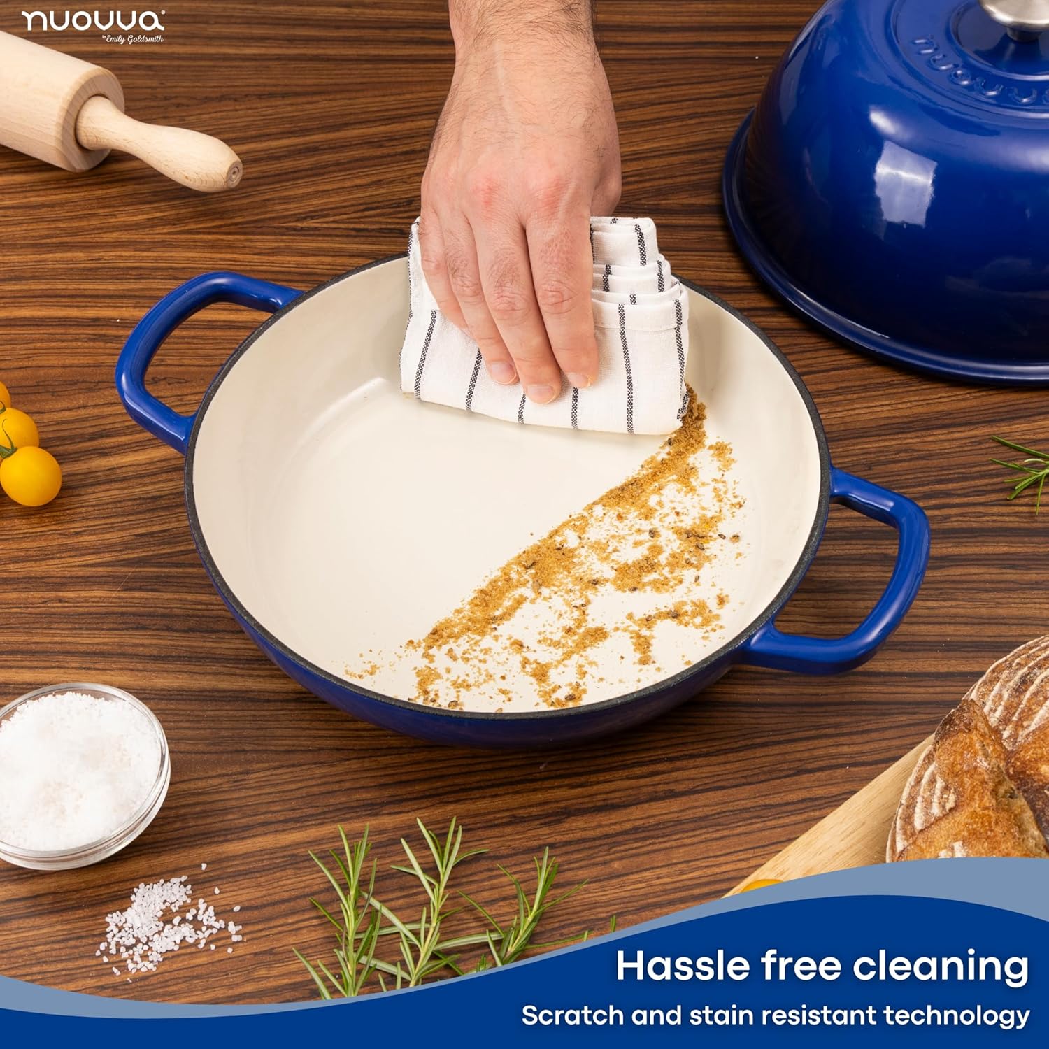 Enamelled Cast Iron Dutch Oven Bread Pot, 5.6 Lite - 26cm (Multiple Colours) by Nuovva