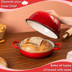 Red Enamelled Cast Iron Dutch Oven Bread Pot - 5.6 Lite - 26cm, by Nuovva
