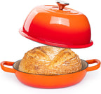 Orange Enamelled Cast Iron Dutch Oven Bread Pot - 5.6 Lite - 26cm, by Nuovva