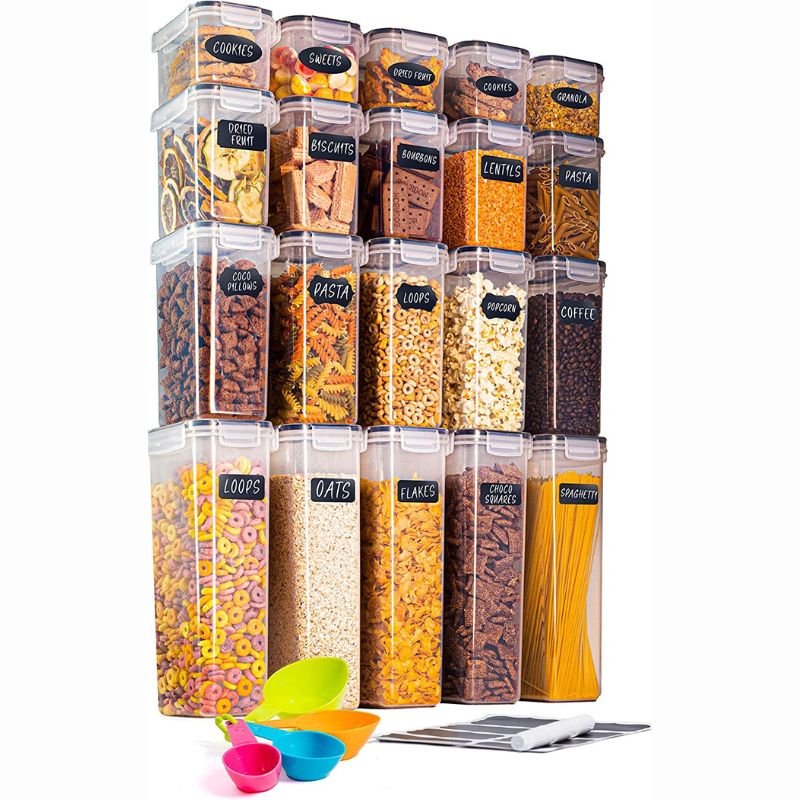 Airtight Kitchen Food Storage Containers, Multiple Sizes - Set of 20Pcs, by Nuovva
