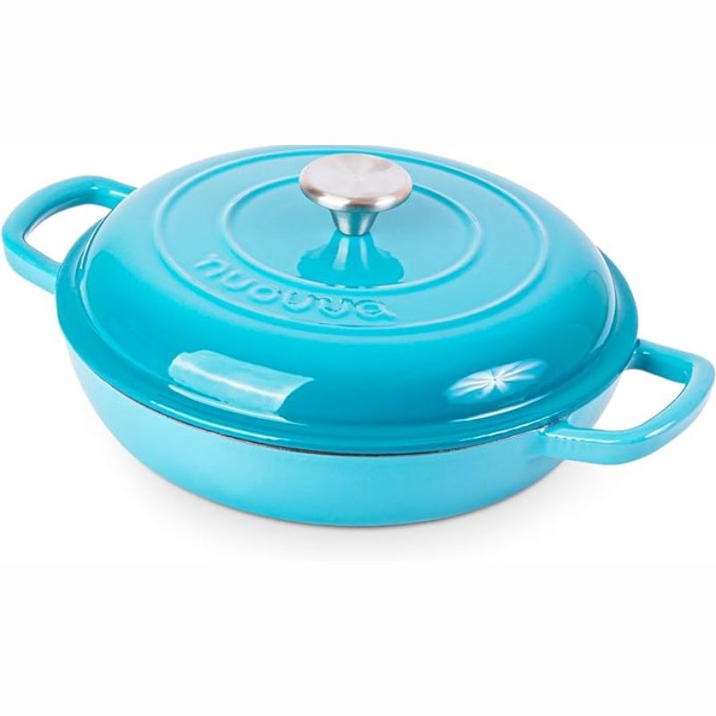 Shallow Cast Iron Dutch Oven Casserole Pot (Multiple Colours & Sizes) by Nuovva