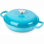 Shallow Cast Iron Dutch Oven Casserole Pot - 2.2L - 26cm, (Multiple Colours) by Nuovva