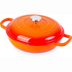 Orange Shallow Cast Iron Dutch Oven Casserole Pot,  2.2L - 26cm