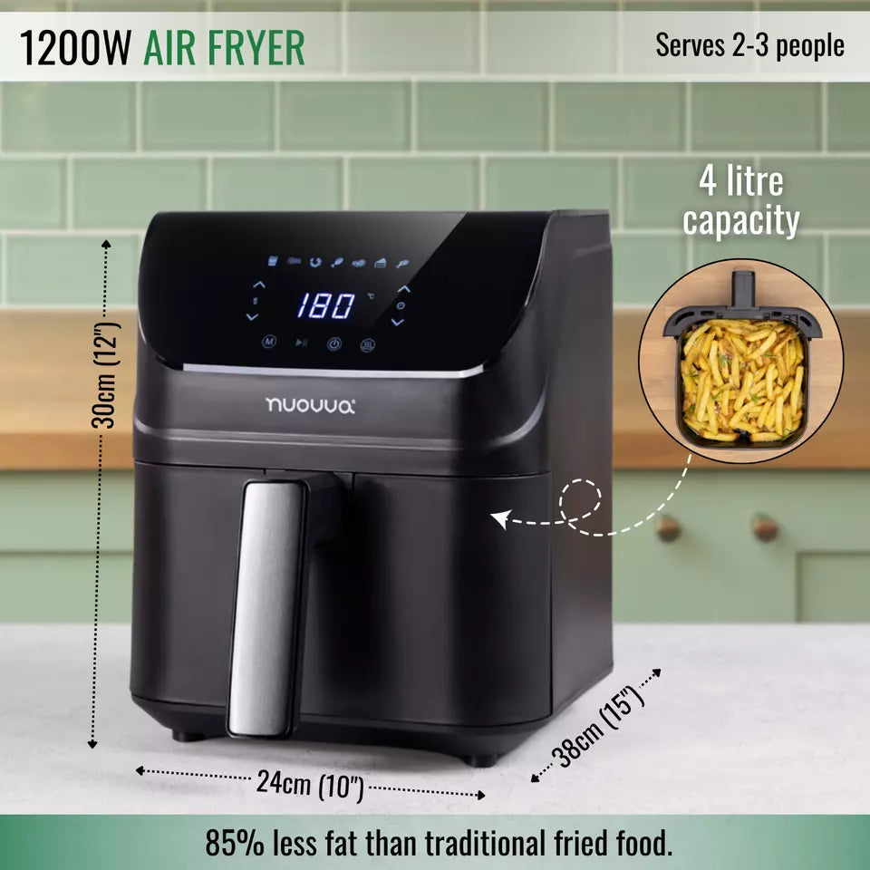 Air Fryer Oven With Preset Functions (Multiple Sizes) 4L 1200W, 6L 1500W, by Nuovva