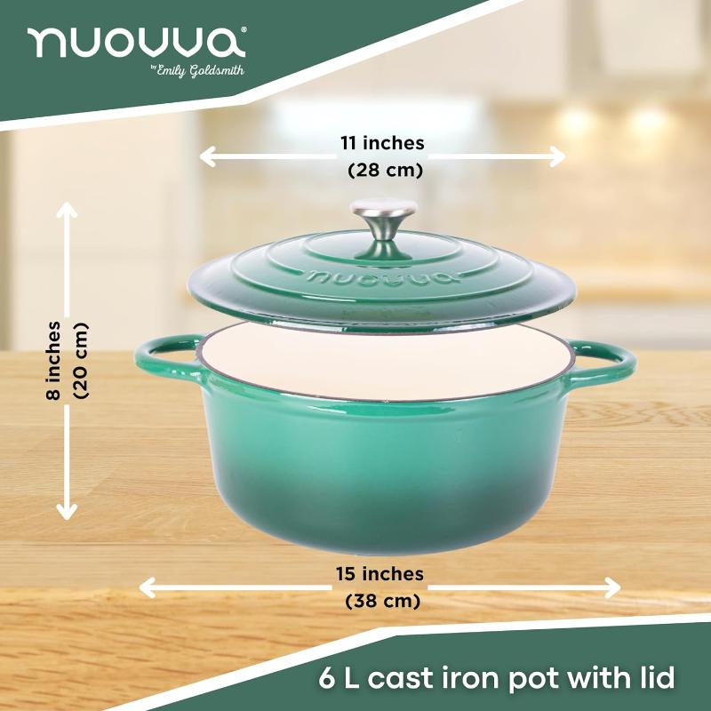 Enamelled Cast Iron Dutch Oven Casserole Pot (Multiple Colours & Sizes)
