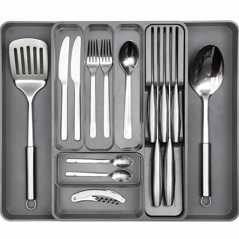 Shaded Grey Expandable Cutlery Drawer Organiser  Divider, by Nuovva