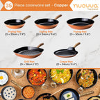 Kitchen Cookware Set of 5, 8, 15 & 35pcs with Lids - Multiple Colours