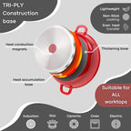 Red Aluminium Casserole Pot with Lid - 4L - 24cm, by Nuovva