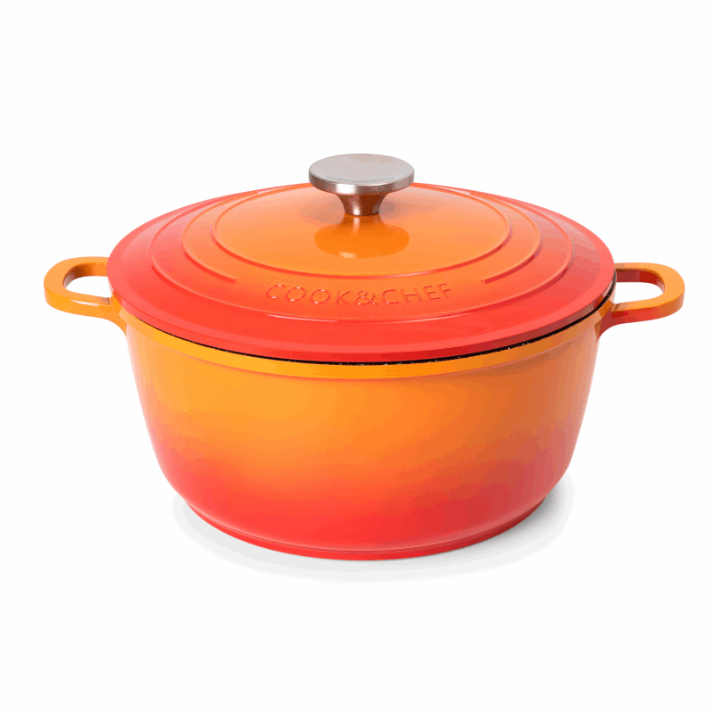 Orange Aluminium Casserole Pot with Lid - 4L - 24cm, by Nuovva
