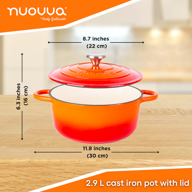 Enamelled Cast Iron Dutch Oven Casserole Pot (Multiple Colours & Sizes)