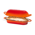 Orange Enamelled Cast Iron Bread Loaf Pot, Non-Stick Dutch Oven - 32x14cm, By Nuovva