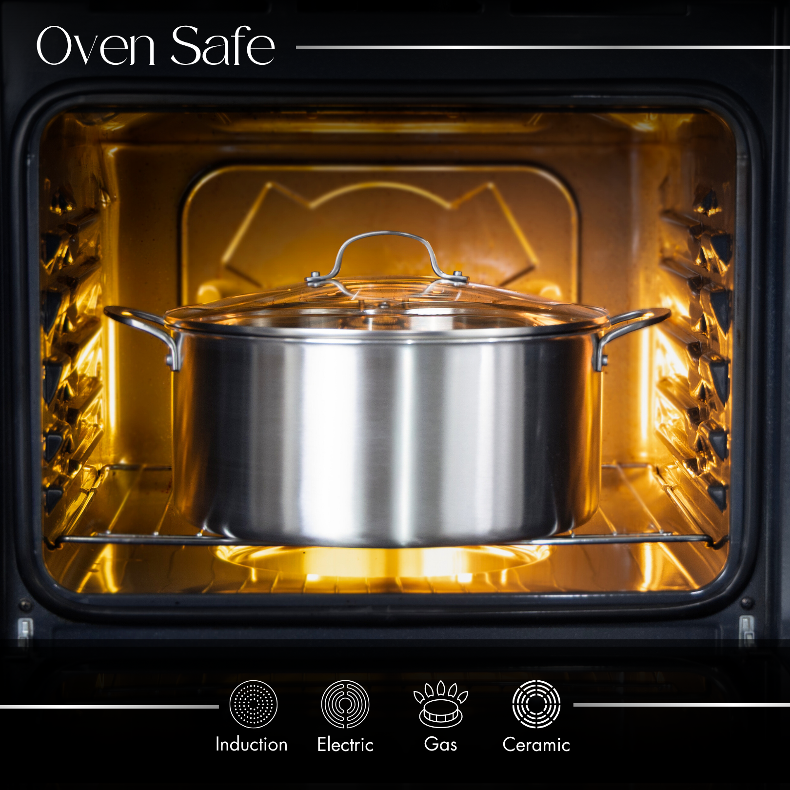 32cm Stainless Steel Stockpot with Glass Lid – Induction & Oven Safe ( 32cm 11.8L) – By Nuovva