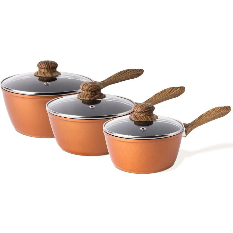 Copper Non-Stick Saucepan with Lid (Multiple Set Sizes), by Nuovva
