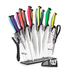 Professional Multicolour Kitchen Knife Set with Acrylic Block - 17 Pieces, by Nuovva