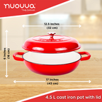 Shallow Cast Iron Dutch Oven Casserole Pot (Multiple Colours & Sizes) by Nuovva