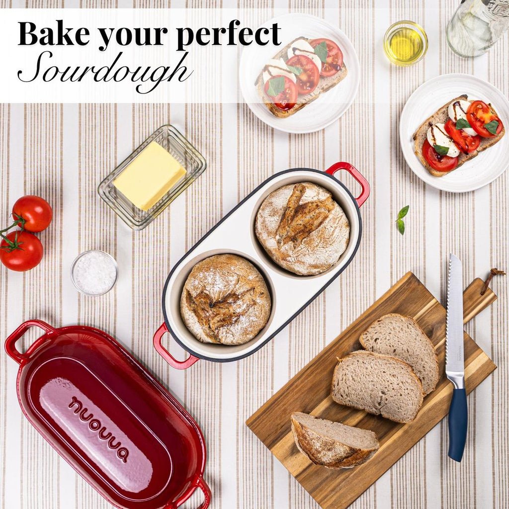 Cast Iron Dutch Oven – Double Round Bread Loaf Pot – 16cm Diameter, (Multiple Colours), by Nuovva