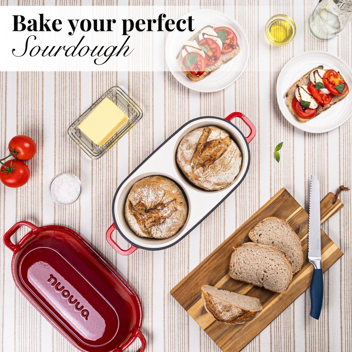 Cast Iron Dutch Oven – Double Round Bread Loaf Pot – 16cm Diameter, (Multiple Colours), by Nuovva