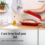 Enamelled Cast Iron Bread Loaf Pot – Non-Stick Dutch Oven, 32cm x 14cm (Multiple Colours),by Nuovva