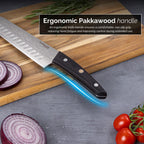 Santoku Knife – 67-Layer Damascus Steel, Rosewood Handle – 7 Inch by Nuovva