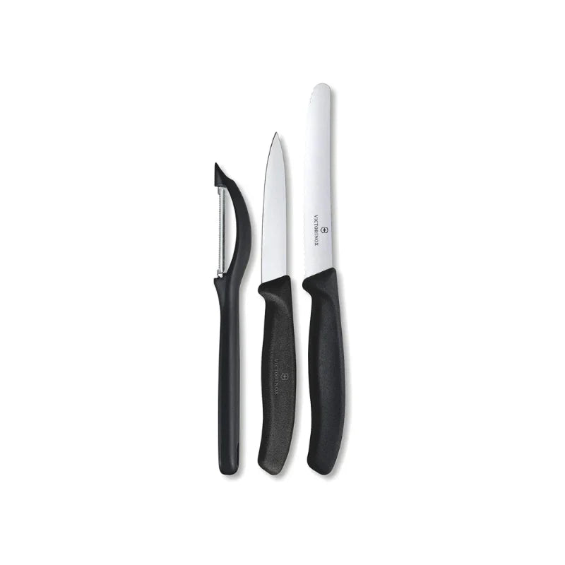 3 pcs Victorinox Steel Paring Knife Set Silver/Black, by Victrorinox