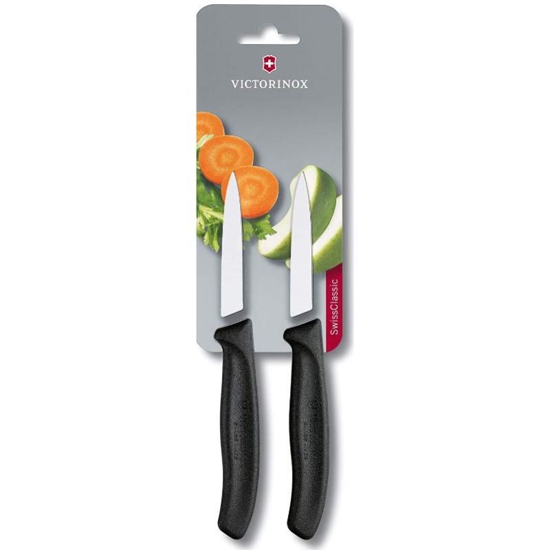 Victorinox Swiss Classic 2Pcs Paring Knives - Straight Blade Black, Blister Pack