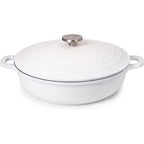 Cream Aluminium Shallow Casserole Pan with Lid - 28cm - 3.9L, by Nuovva