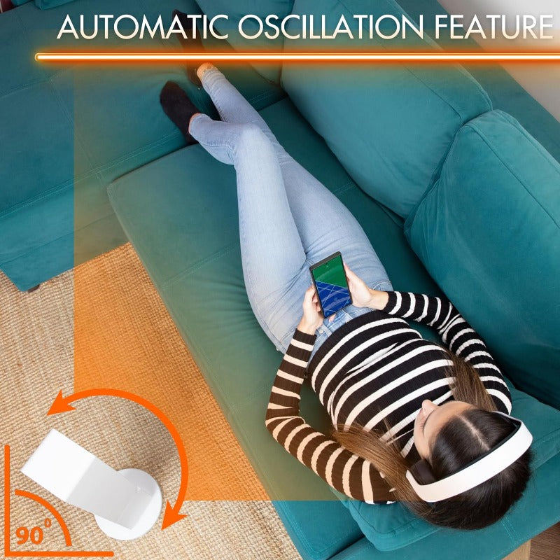 Ceramic Electric Tower Fan Heater with Fireplace Display