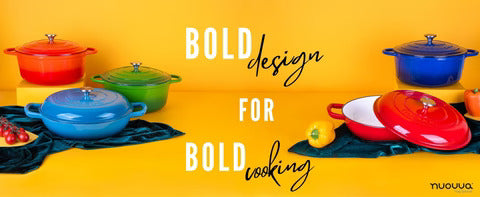 Green Shallow Cast Iron Casserole Dish with Lid - 32cm - 3.5L, by Nuovva